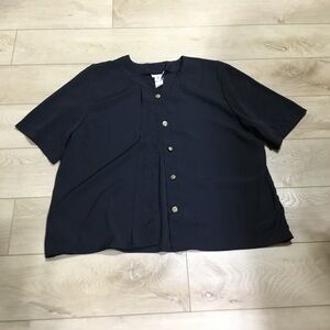 Jessica Black Gold-Button Blouse